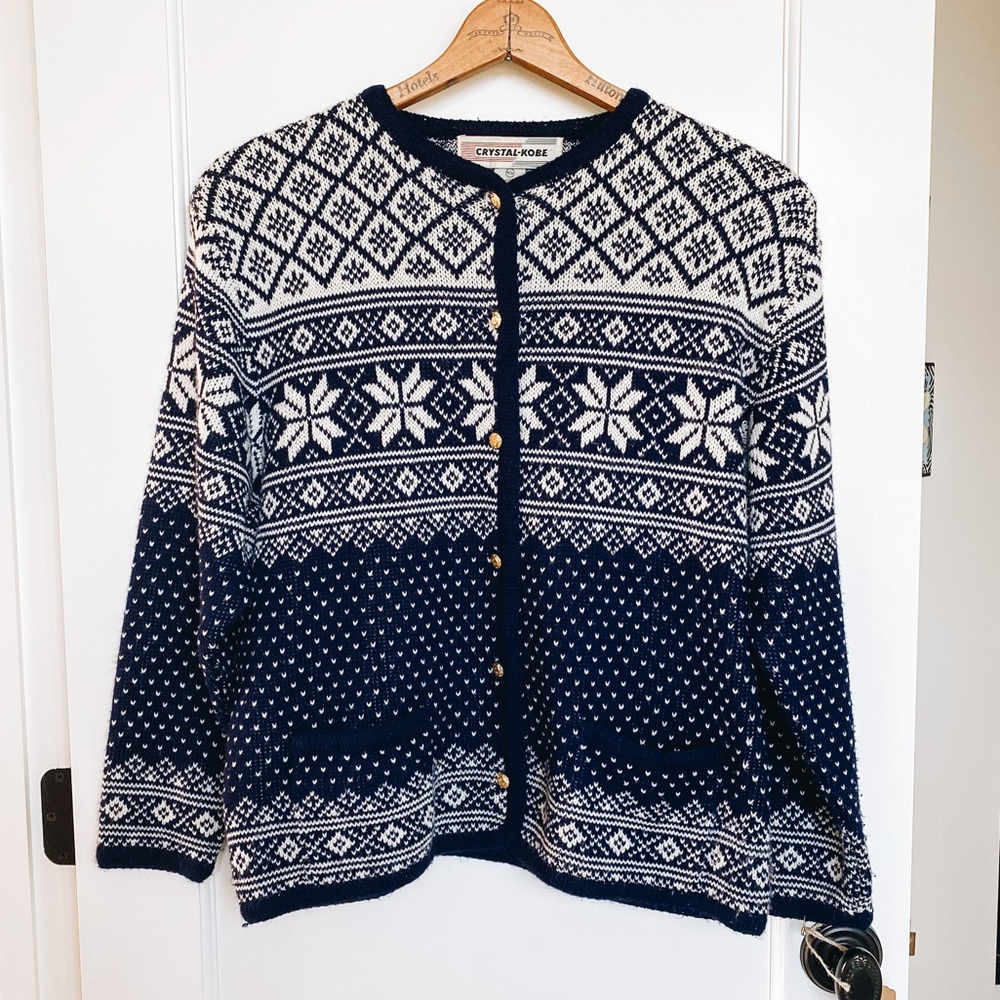 Crystal Kobe Navy/White Vintage Snowflake Sweater